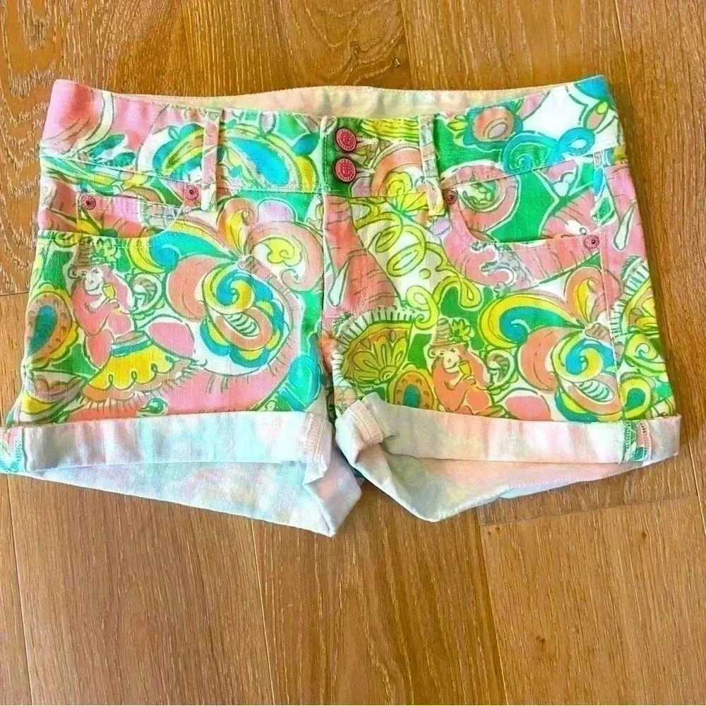 Lilly Pulitzer Chin Chin Clifton Shorts Denim Cotton Size 2 Vacation‎ Beach Prep